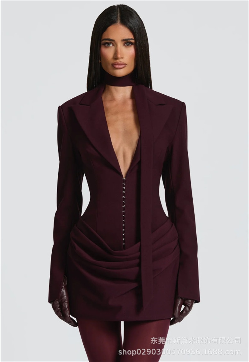Formal Wear Gowns For Women - Uzun Atkı Kadın Takım Elbise Tek