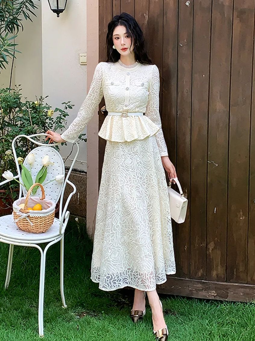 Formal Dress Female - Resmi Lüks Abiye Dantel İki Parçalı
