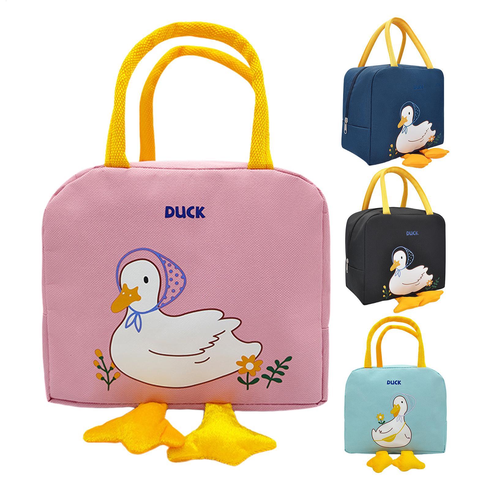 Structured Handbag Work - Sevimli Ördek Tasarımlı Öğle Yemeği Çantası,