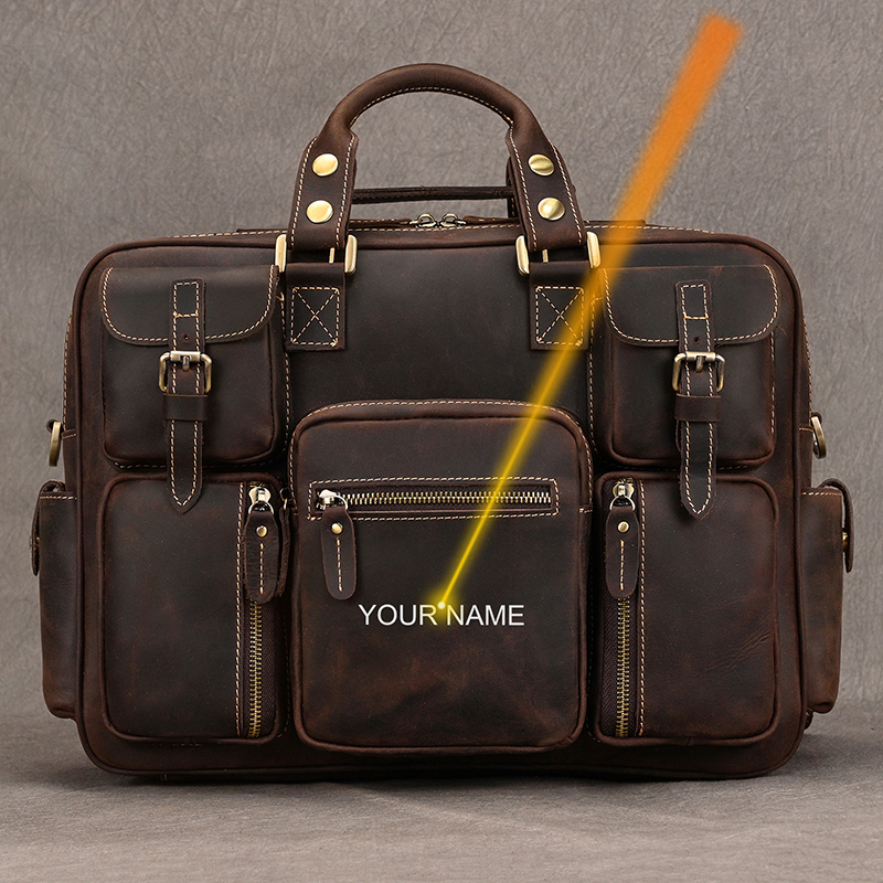 Structured Handbag Work - Luufan Vintage Çılgın At Deri erkek