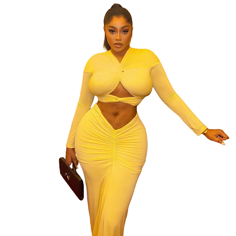 Kadın V Yaka Uzun Kollu Hollow - Pencil Skirt Midi incelemesi ve fiyatı