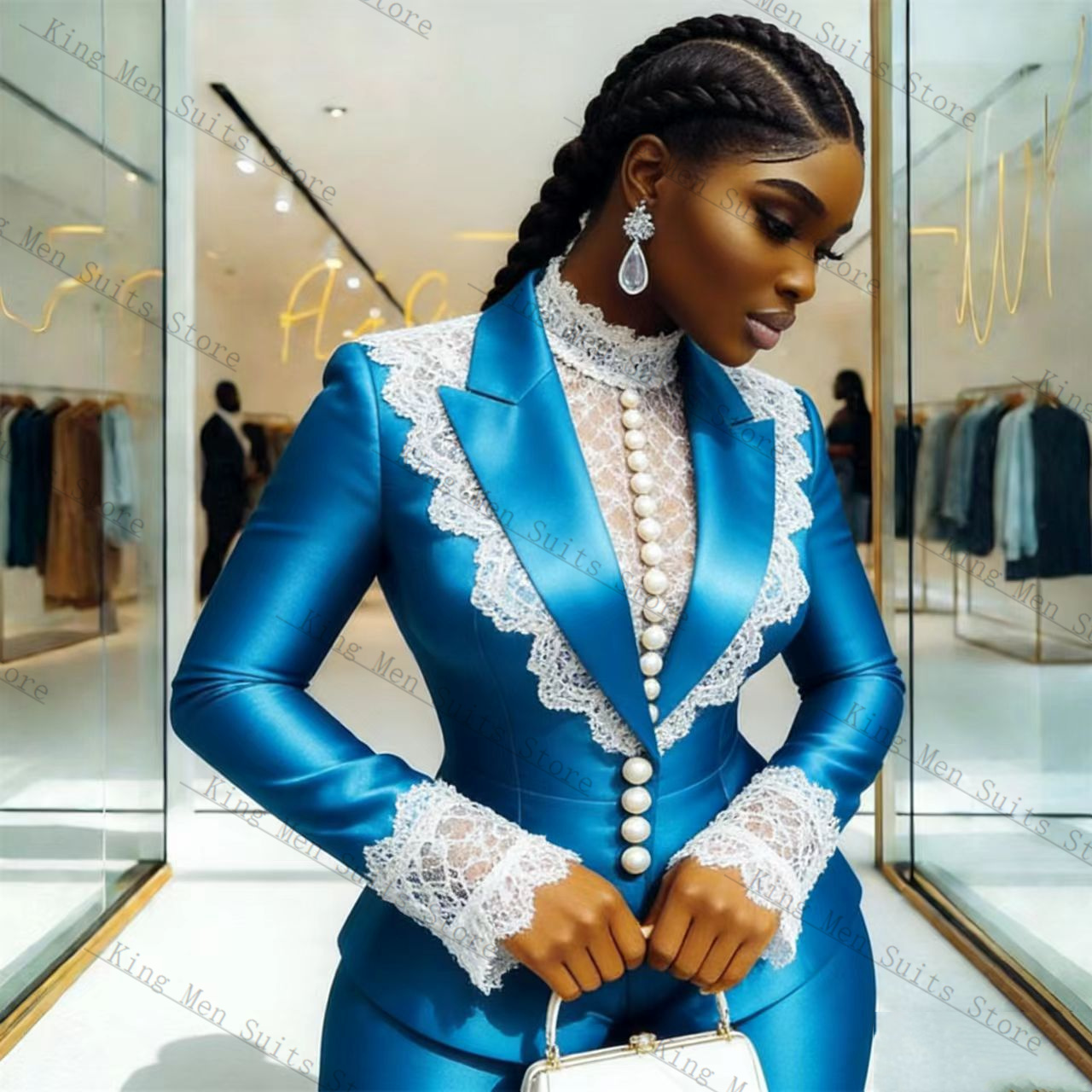 Mavi Saten Dantel Kadın Takım  - Women'S Formal Wear Wedding incelemesi ve fiyatı