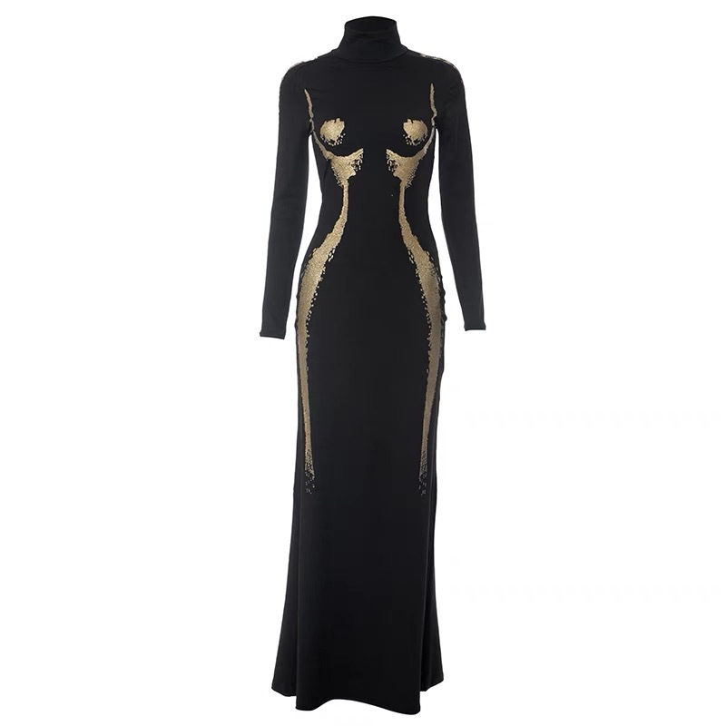 Seksi 3D Vücut Şekli Baskılı E - Formal Wear Gowns For Women incelemesi ve fiyatı