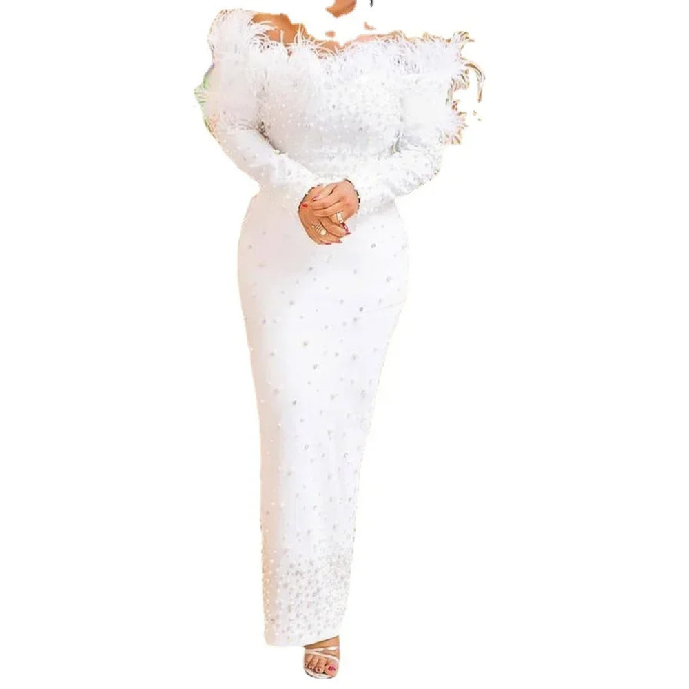 Tüy Beyaz Elbise Parti Kadınla - Formal Wear Gowns For Women incelemesi ve fiyatı