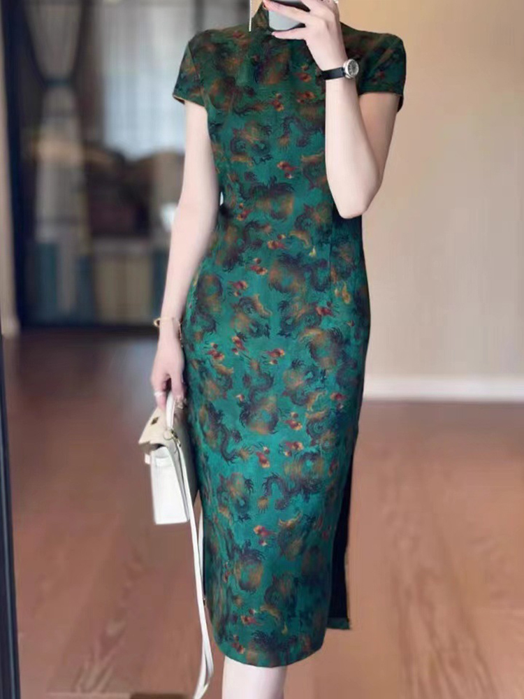 Şık Yeşil Retro Uzun Elbise, K - Formal Dress Female incelemesi ve fiyatı