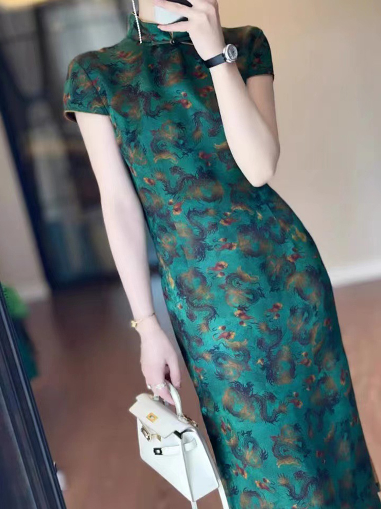 Şık Yeşil Retro Uzun Elbise, K - Formal Dress Female incelemesi ve fiyatı